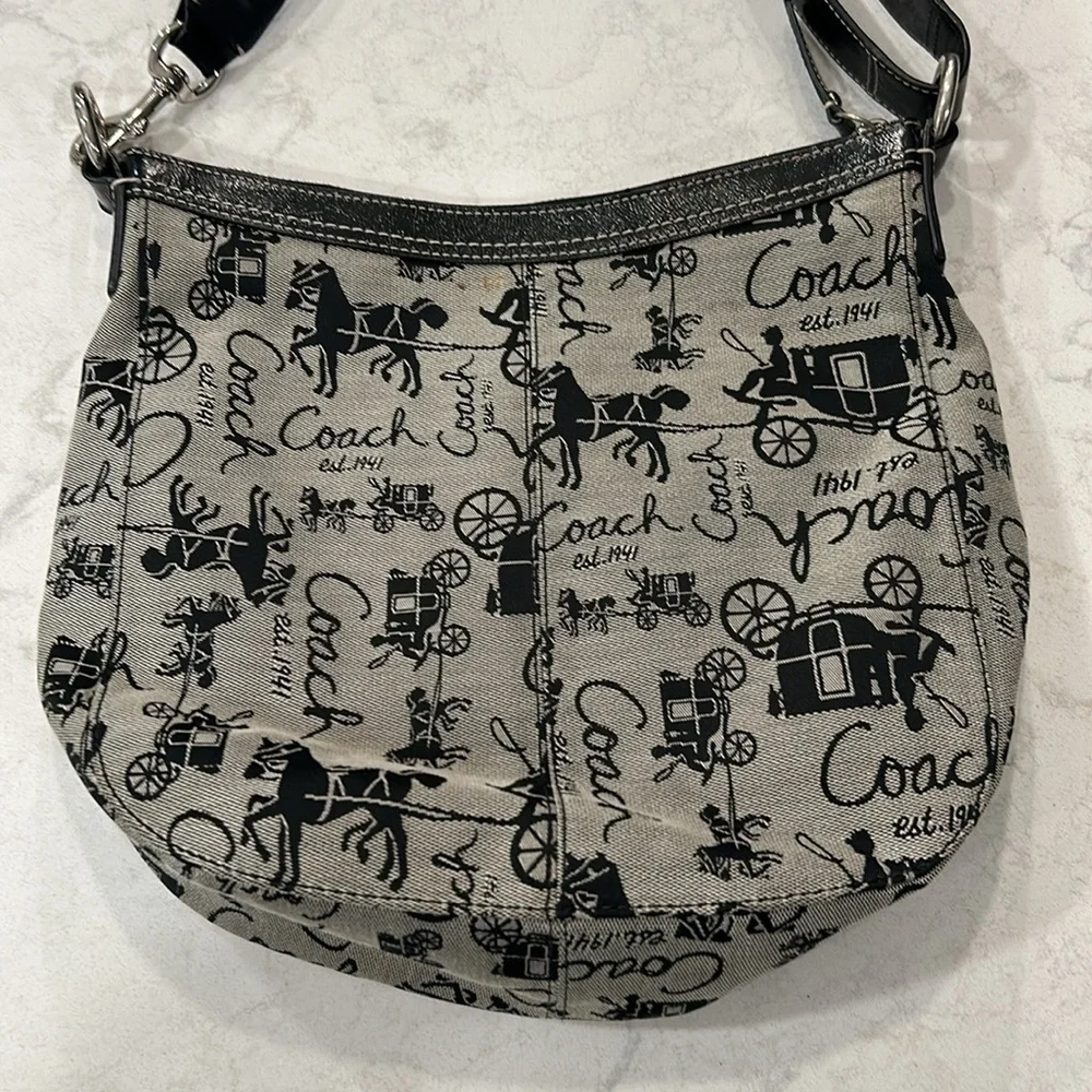 COACH F14036 Chelsea Canvas & Leather Horse & Carriage Shoulder Bag - Picture 7 of 14